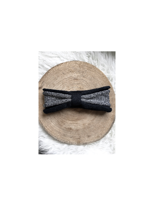 Bandeau cheveux double femme hiver pailleté - Noir
