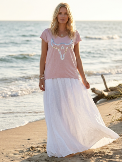 Jupe Blanche en Voile de Coton - Confort et Élégance, Made in Italy