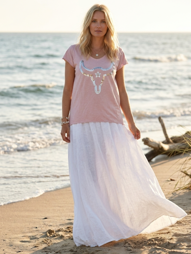 Jupe Blanche en Voile de Coton - Confort et Élégance, Made in Italy