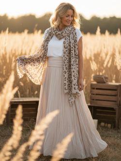 Jupe Beige en Voile de Coton - Confortable et Élégante, Made in Italy
