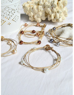 Pack de 6 bracelets en lin et perle "ÉTOILE"