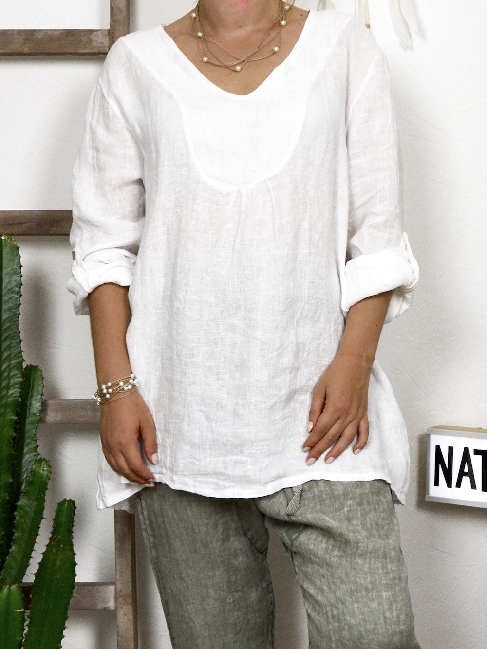 tee shirt lin femme manches longues